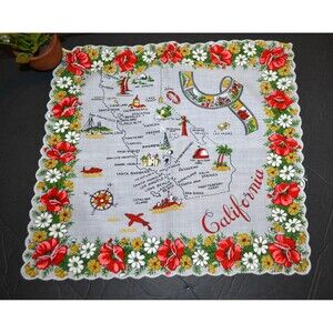 California Golden Map Souvenir Hanky